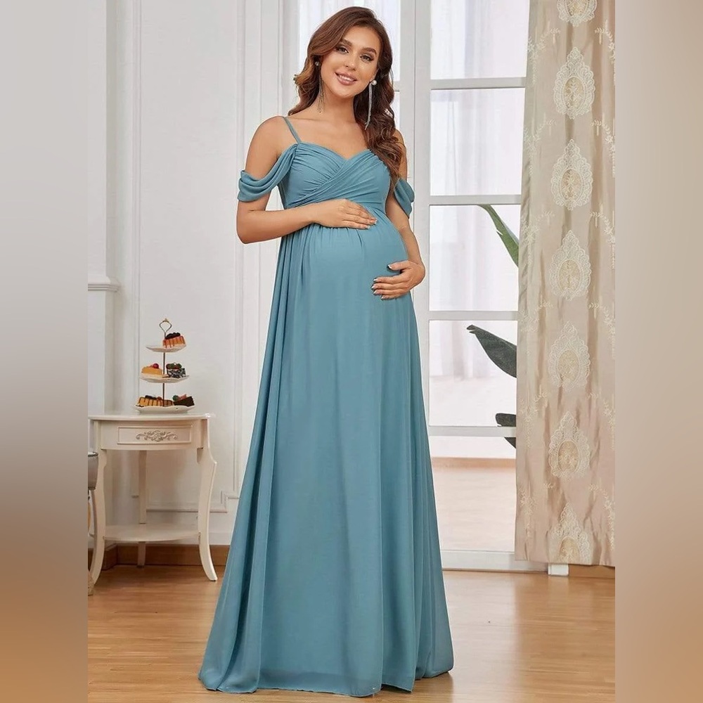 Off-Shoulder Spaghetti Strap A-Line Maternity Dress